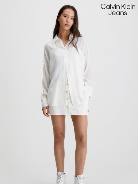 Calvin Klein Jeans White Crinkle Tie Detail Shirt (156359) | 69 €