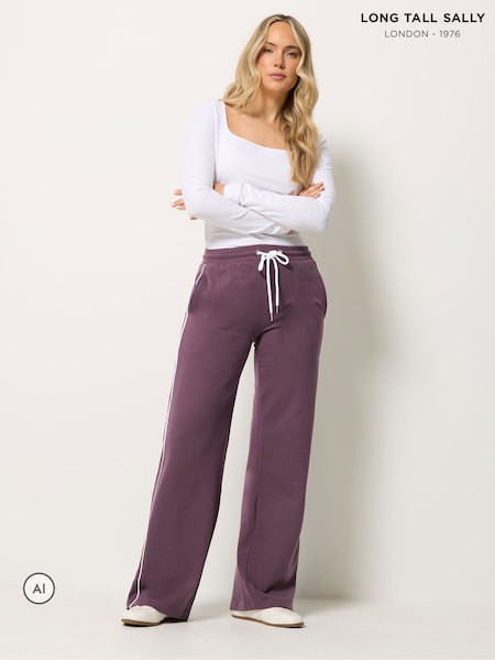 Purple - Long Tall Sally Piped Wide Leg Joggers