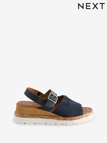 Navy Extra Wide Fit Forever Comfort® Leather Sport Wedges (156402) | 82 QAR