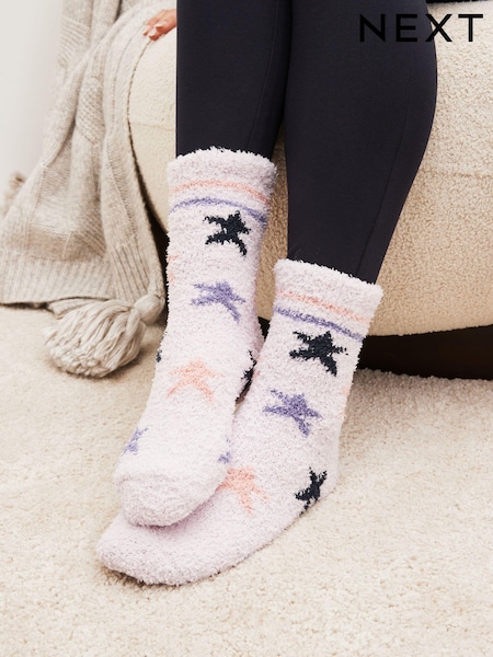 Navy Blue/Purple Star Cosy Socks 2 Pack (156628) | AED23