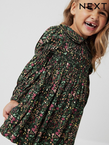 Green Printed Shirred Dress (3mths-8yrs) (156633) | €9 - €10