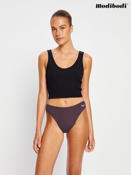 Brūna krāsa - Modibodi Puma X Period -seamfree Active Hi-leg Cheeky Moderate Rich Cocoa Knickers