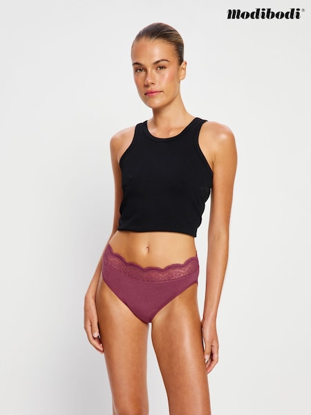 أرجواني - Modibodi Perio-sensual Hi Waist Bikini Moderate Plum