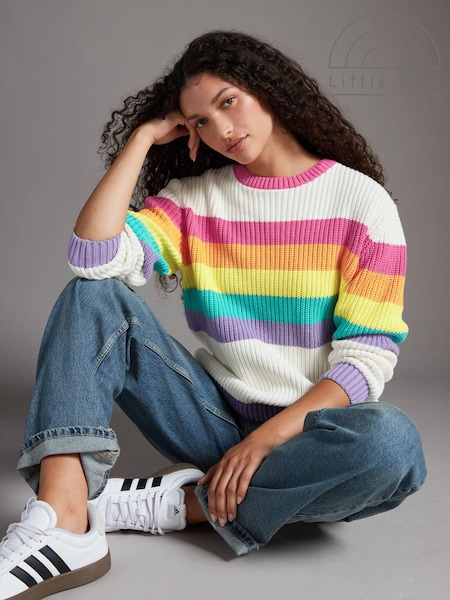 Little Bird by Jools Oliver Pink Striped 100% Cotton Jumper (157026) | AED105