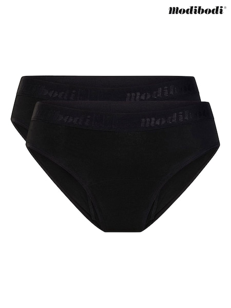 Black - Modibodi Period Teen Underwear Period Kit With Hipster Bikini Moderate 2 Pack