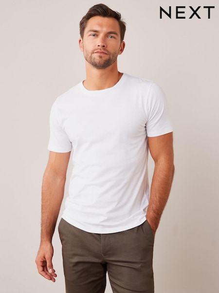 White Slim Fit Essential Crew Neck Cotton T-Shirt (157063) | €9