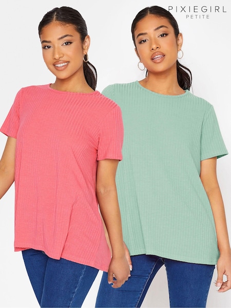 PixieGirl Petite Short Sleeve Ribbed Swing Top 2 Pack (157568) | 9 €