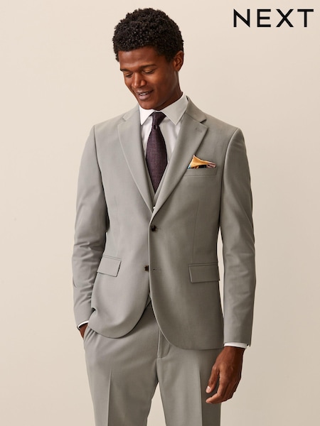 Cement Grey Skinny Fit Motionflex Stretch Suit Jacket (157659) | €16