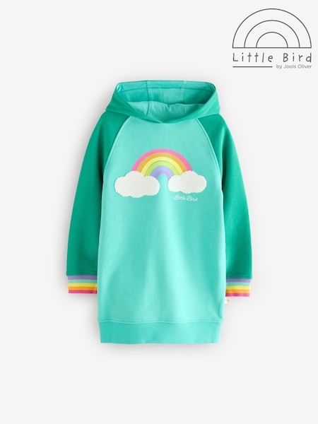 أزرق فيروزي - Little Bird By Jools Oliver Star Hooded 100% Cotton Sweat Dress (157718) | ‏14 ر.ع.‏ - ‏17 ر.ع.‏