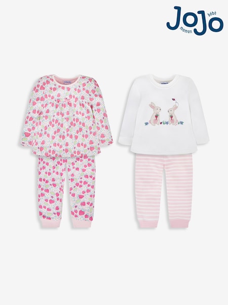 JoJo Maman Bébé Girls' 2-Pack Strawberry Jersey Pyjamas (157931) | 47 €
