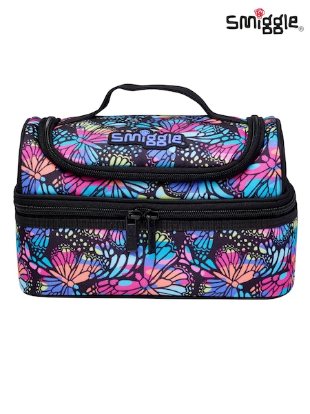 Smiggle Black/Blue Smiggle Vivid Double Decker Lunchbox (158104) | OMR5