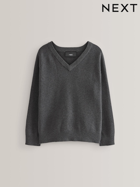 Grau - Knitted V-Neck School Jumper (3-18yrs) (158207) | 2 € - 4 €