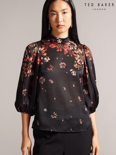 Ted Baker Black High Neck Eranthe Balloon Sleeve Blouse (158218) | €42