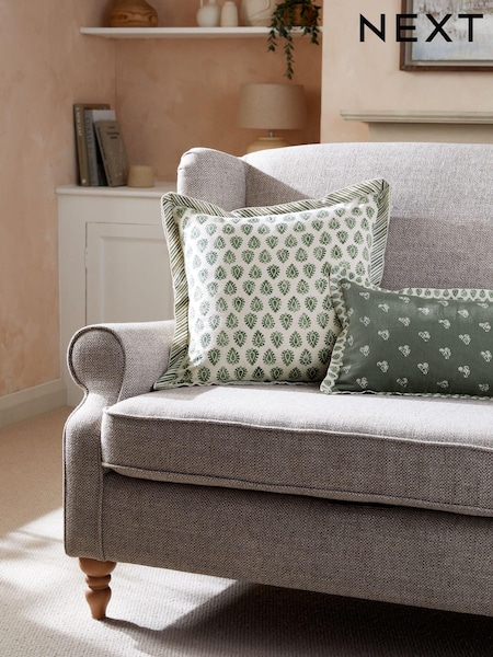 Sage Green Woodblock Cushion (158451) | SGD 34