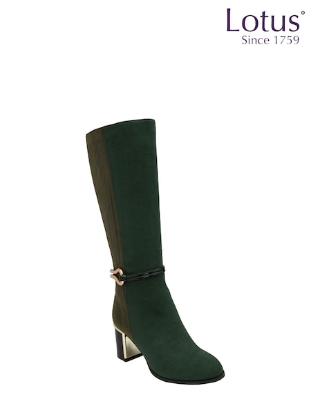 Lotus Green Heeled Knee High Boots (158483) | AED437