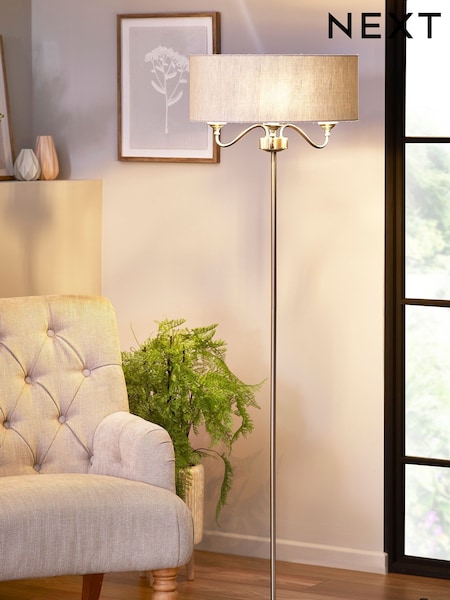 Brushed Chrome Burford 3 Light Floor Lamp (158561) | €159