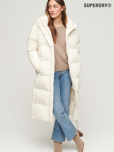 Superdry White Longline Hooded Puffer Gilet (158680) | €66