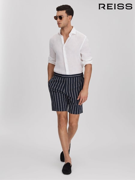Reiss Navy/White Lake Striped Side Adjuster Shorts (159040) | AZN 221