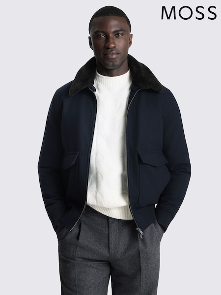 Blue - Regular Moss Faux Fur Bomber Jacket