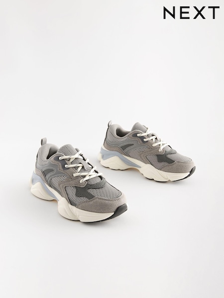 Grey Standard Fit (F) Mesh Lace Trainers (159438) | €25 - €32