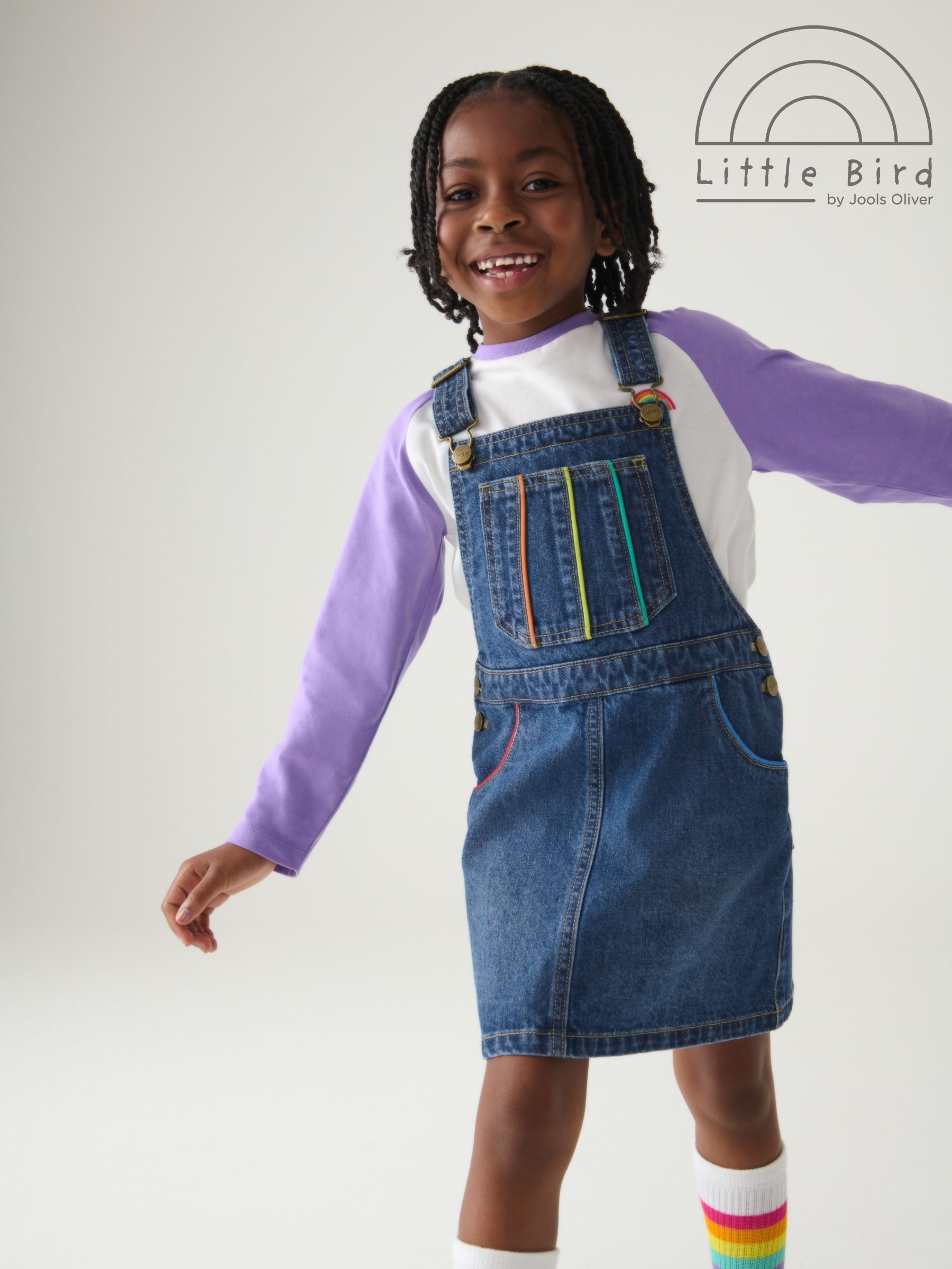 Striped dungaree dress hot sale