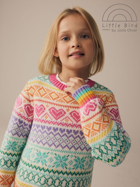 Little Bird by Jools Oliver Multi Pastel 100% Cotton Christmas Fairisle Pattern Knitted Jumper (159711) | €20 - €25