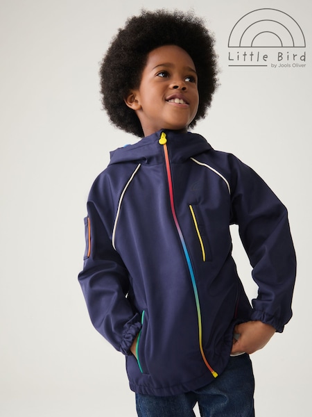 Little Bird By Jools Oliver Navy Rainbow Trim Shower Resistant Softshell Jacket (159792) | DKK425 - DKK465