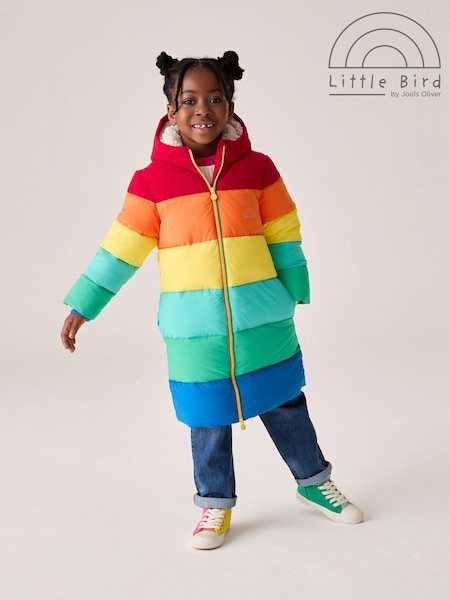 Little Bird by Jools Oliver Multi Rainbow Shower Resistant Longline Padded Coat (159863) | AED180 - AED192