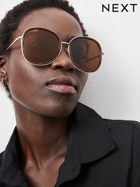 Tortoiseshell Brown Polarised Large Round Sunglasses (160178) | €4