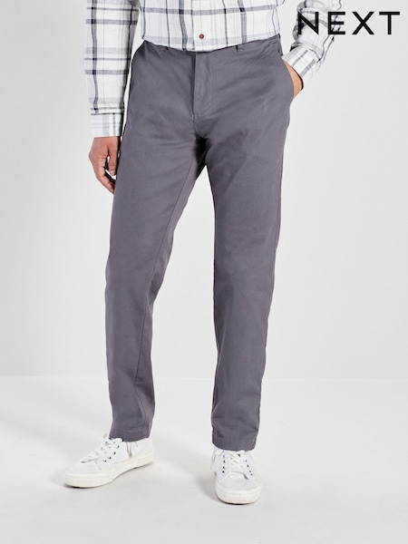 Grey Charcoal Straight Fit Stretch Printed Soft Touch Chino Trousers (160303) | €25