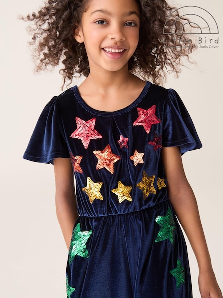 Little Bird by Jools Oliver Navy Velvet Sequin Party Star Jumpsuit (160373) | ₪171 - ₪201