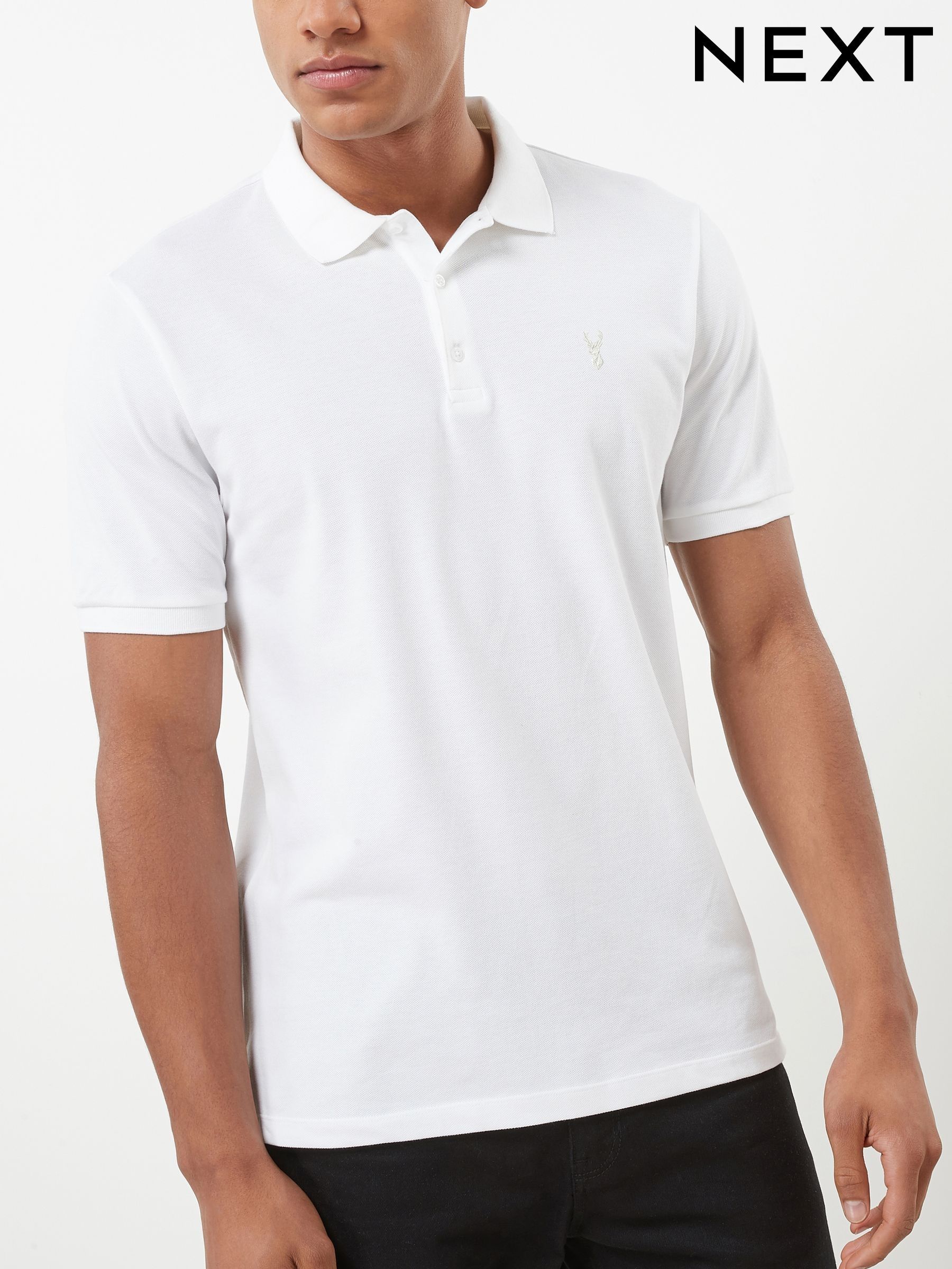 Men s Polo Shirts White Tall Single Tops Next Luxembourg