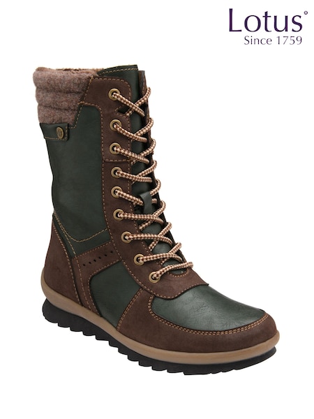 Lotus Brown Zip-Up Mid Calf Boots (160950) | ₪352