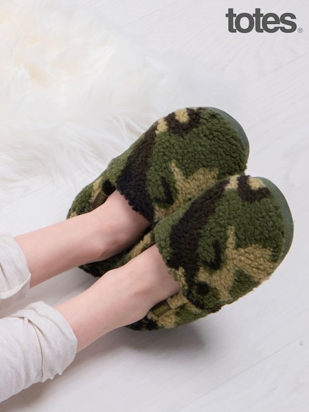 Verde - Papuci de iarnă Totes verzi scurți cu fleece și spate complet (161002) | 90 LEI - 112 LEI
