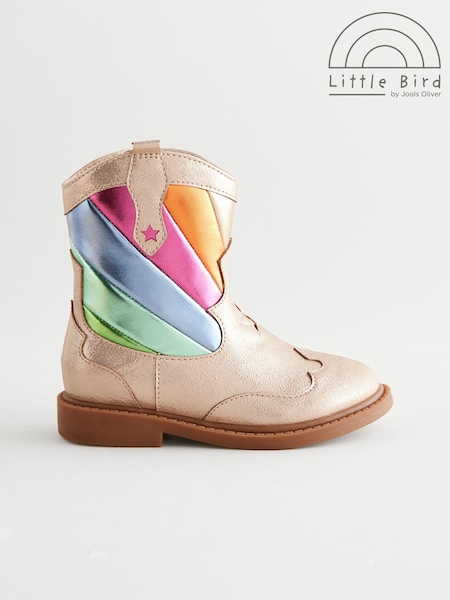 Little Bird by Jools Oliver Gold Rainbow Striped Metallic Western Boots (161104) | R$ 295 - R$ 335