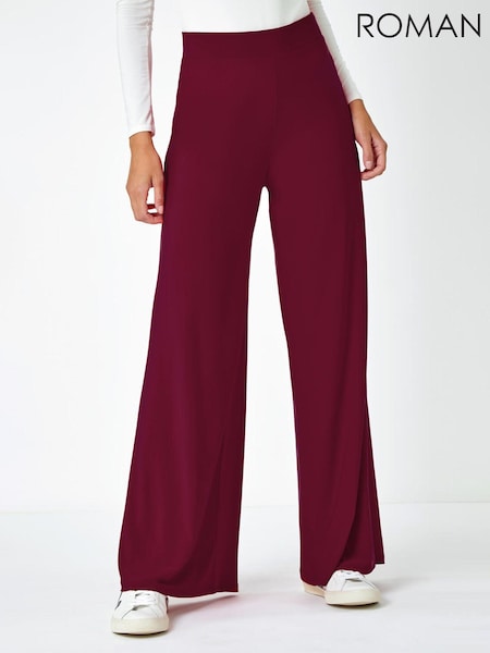 Roman Burgundy Red Wide Leg Stretch Trousers (161292) | €24