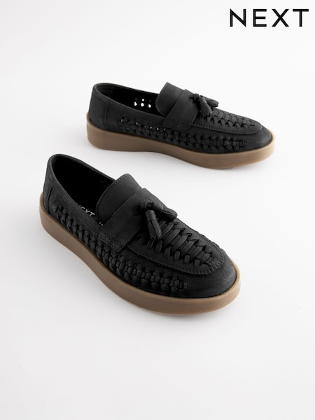 Black Woven Leather Tassel Loafers (161631) | €17.50 - €21.50