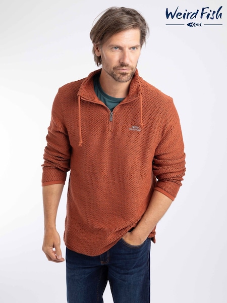 Коричневый - Regular Weird Fish Cruiser Quarter Zip Macaroni Sweater