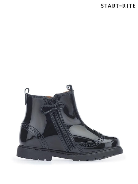Start-Rite Black Patent Leather Zip-Up Chelsea Boots Standard Fit (161711) | €66