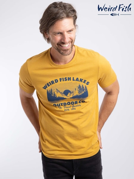 Yellow - Regular Weird Fish Lakes Front Print Graphic T-shirt