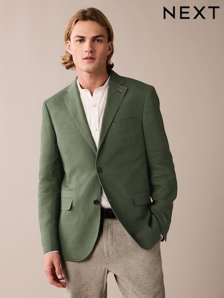 Sage Green Slim Fit Linen Blend Blazer (161765) | €16