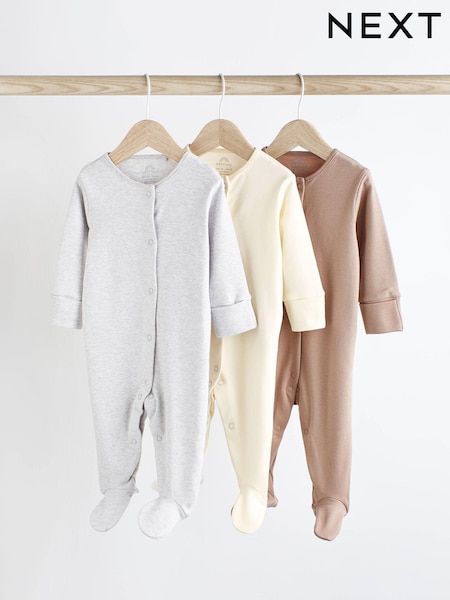 Neutrálny - Baby 100% Cotton Sleepsuits 3 Pack (0-3yrs) (161767) | €17 - €20