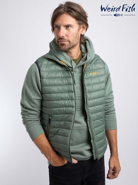 Green - Regular Weird Fish Langtree Lightweight Showerproof Padded Gilet