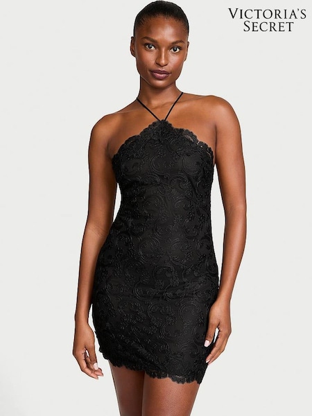 Victoria's Secret Black Flowering Vines Broderie Dressing Slip (162107) | €74