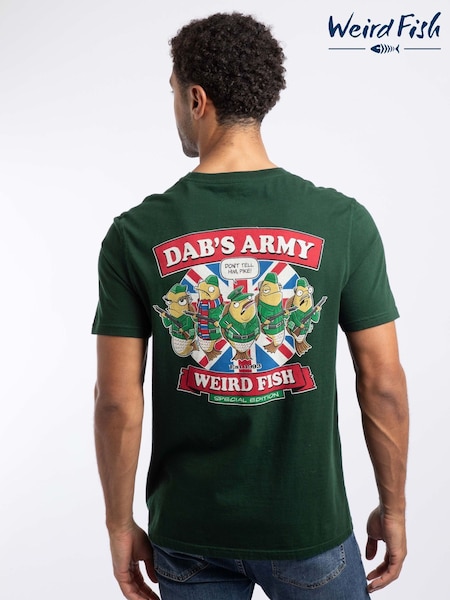 أخضر - Regular Weird Fish Dabs Army Back Print Artist T-shirt