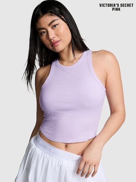 Victoria's Secret PINK Pastel Lilac Purple High Neck Shrunken Rib Tank Top (162533) | €10.50