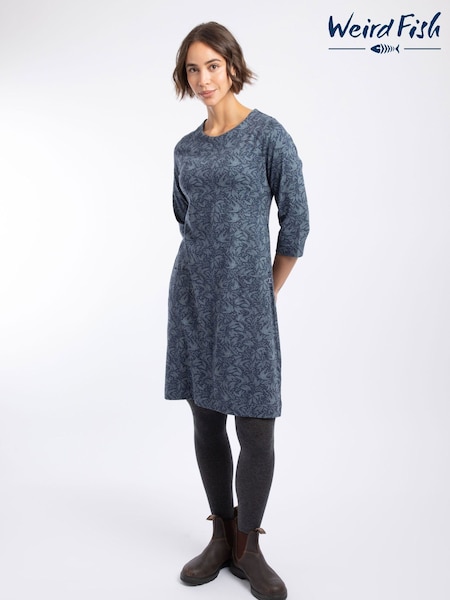 Bleu - Robe en jersey de coton imprimé Weird Fish Starshine