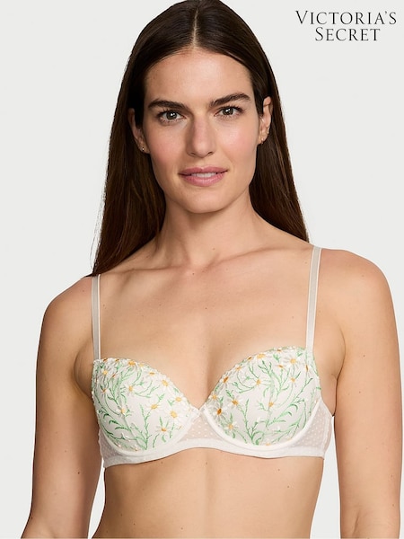 Victoria's Secret Daisy Embroidery White Lightly Lined Demi Bra (162565) | €31