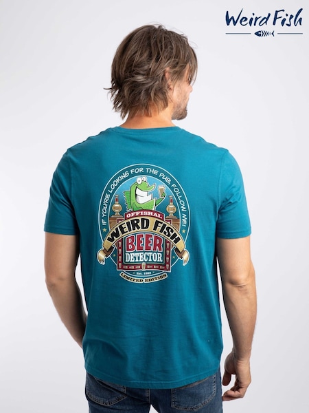 Albastru marin - Regular Weird Fish Beer Detector Back Print Artist T-shirt