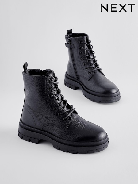 Black Leather Lace-Up Boots (162684) | €33 - €40